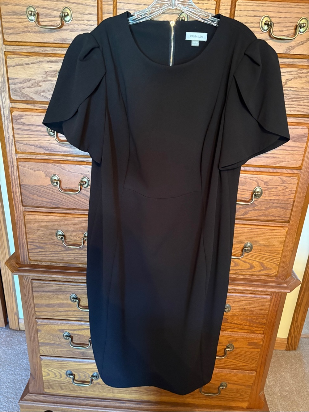 Calvin Klein Black Dress with Flutter Sleeves